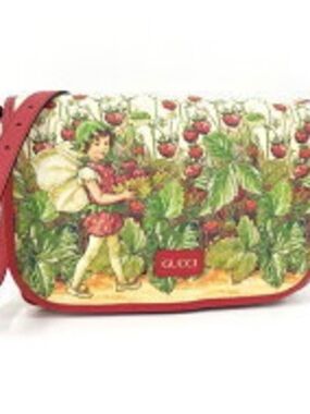 Gucci Strawberry Fairy Print Crossbody Bag in Red and Green